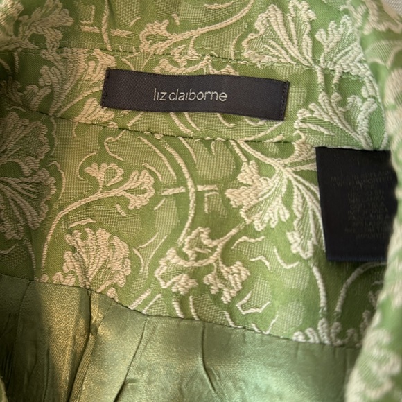 Liz Claiborne size 16 lime green embossed white flowers leaf’s Vtg coat jacket - Picture 4 of 14